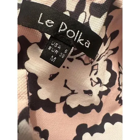 Le Polka Pink & Black Floral Sleeveless Dress Size M - Picture 2 of 2